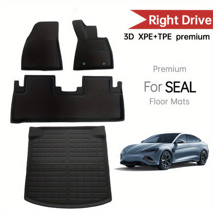 For BYD For Seal 2023-2024 3D XPE+TPE 3D Premium All Weather Floor Mats/ Cargo Mat Anti-Slip Waterproof Floor Mats, Car Interior Accessories