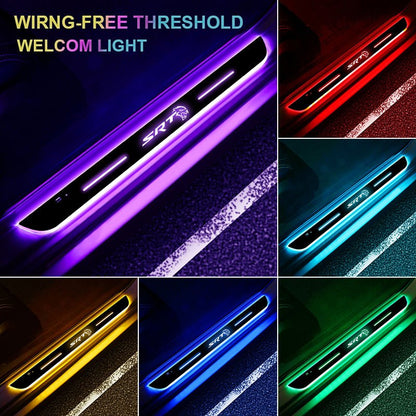 LED Car Door Sill Illumination Light Strips, Waterproof, USB Charged, Universal Fit for Vehicle Door Entry Guard, Wireless Welcome Pedal Light with Multicolor Neon Accent & Rechargeable Lithium Battery, 12V LED Light Source