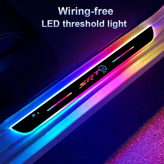 LED Car Door Sill Illumination Light Strips, Waterproof, USB Charged, Universal Fit for Vehicle Door Entry Guard, Wireless Welcome Pedal Light with Multicolor Neon Accent & Rechargeable Lithium Battery, 12V LED Light Source