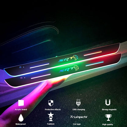 LED Car Door Sill Illumination Light Strips, Waterproof, USB Charged, Universal Fit for Vehicle Door Entry Guard, Wireless Welcome Pedal Light with Multicolor Neon Accent & Rechargeable Lithium Battery, 12V LED Light Source