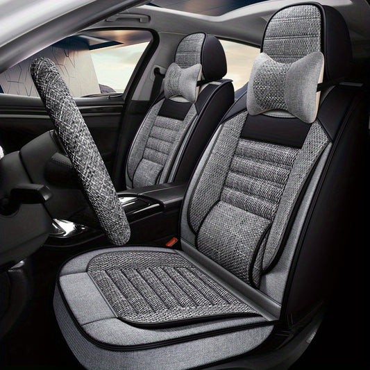 Car Seat Cover Universal Linen Material Front And Rear Five-seat Cushion Car Seat Cushion Suitable For Most 5-seat Cars