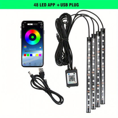 USB-Powered 72LED Car Interior Neon Lights with Remote Music Control - Versatile Ambient Lighting for Vehicles