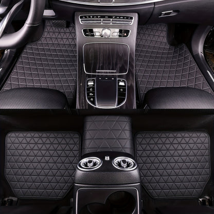 5-Piece Set Luxury PU Leather Car Floor Mats, Universal Fit, Diamond Pattern Design, Easy to Clean, Non-Slip Automotive Interior Accessories for Both Men and Women