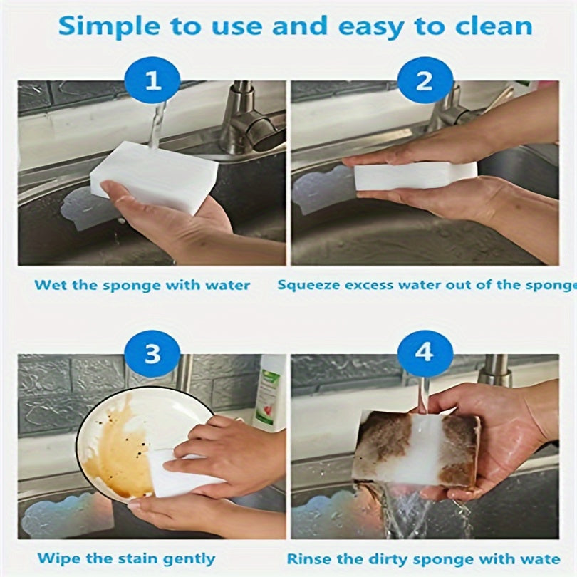 20/50/100pcs, Magic Sponge Eraser Foam Cleaning Pad, Multifunctional Household Cleaning Kitchen Dishwashing Sponge Suitable For Furniture, Bathroom, Bathtub, Sink, Floor, Floor, Wall Cleaner