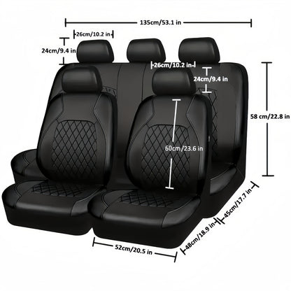 Universal Fit Leather Car Seat Covers Set, Full Coverage Seat Protectors, Easy Install, Durable & Comfortable - Perfect for Interior Protection, Applicable to Most Models