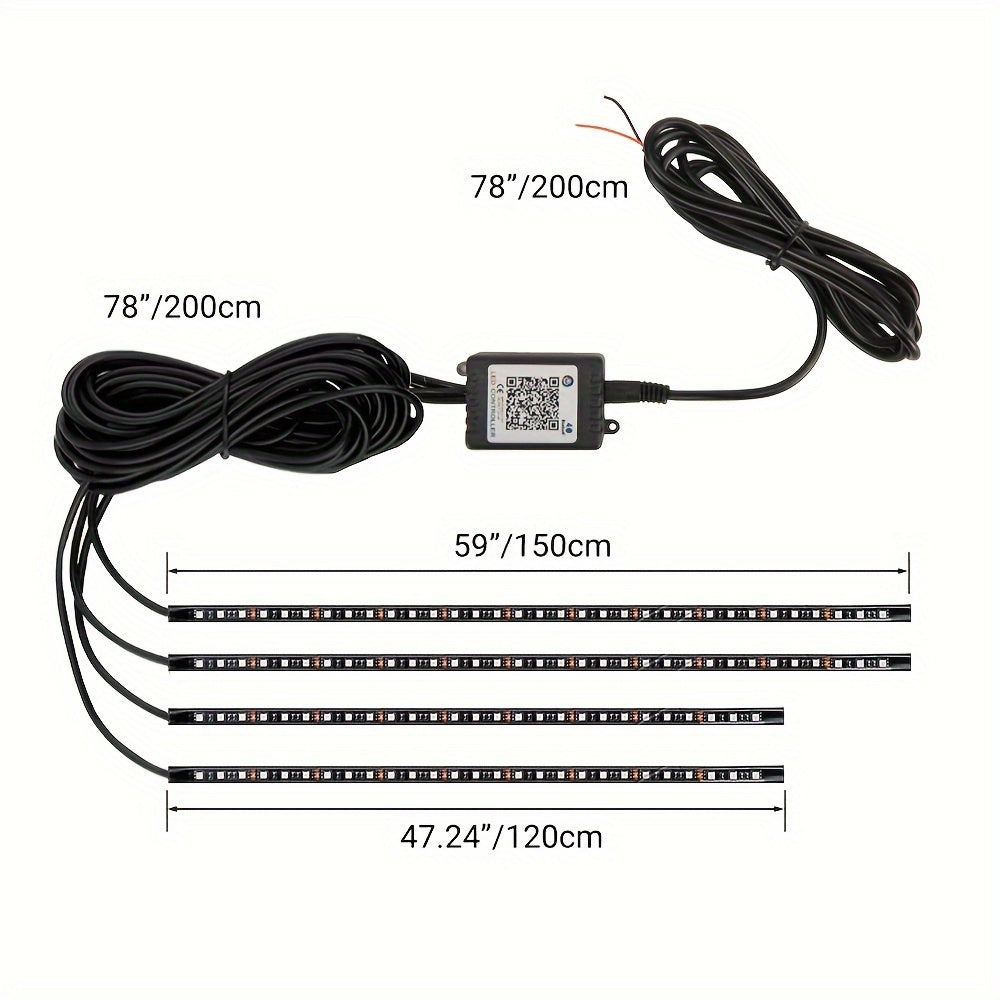 120+150 Under Car Neon Light Tube Glow Underglow Underbody LED Strip Lights 5050 SMD Waterproof RGB Multi-Colors