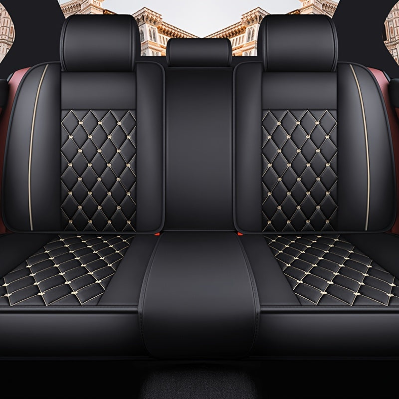 Car Full Coverage Car Cushion Faux Leather Car Seat Cover Suitable for Most Models Trucks, Cars, SUVs, Pickups, Boats Adjustable Protector