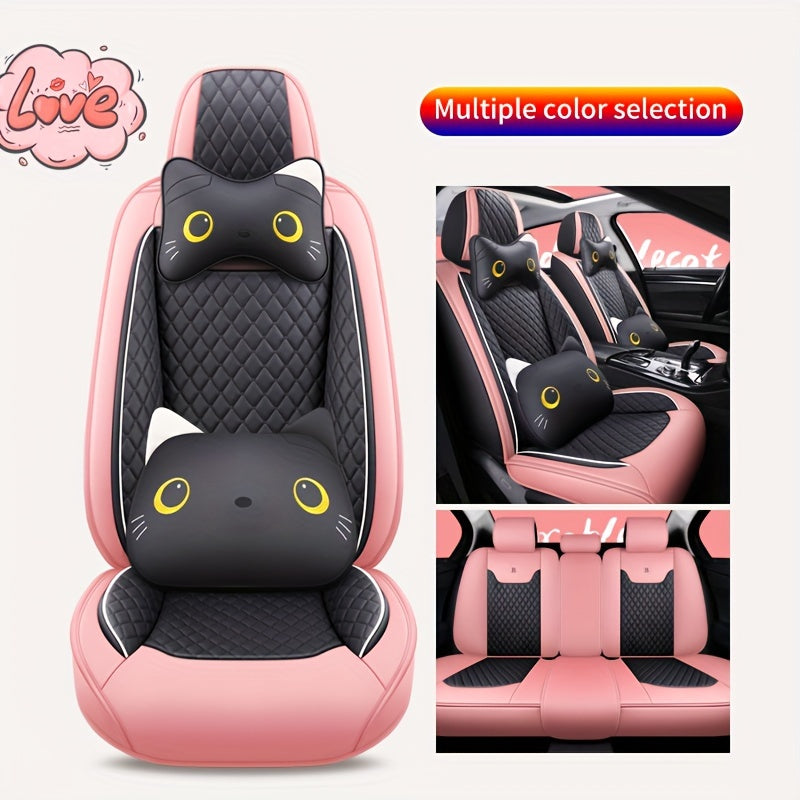 Full Car Cover for 5 Seats: PU Leather Luxury Seat Covers - Enhance Your Car Comfort with Non-Washable, Universal Fit, and Seasonal Suitability