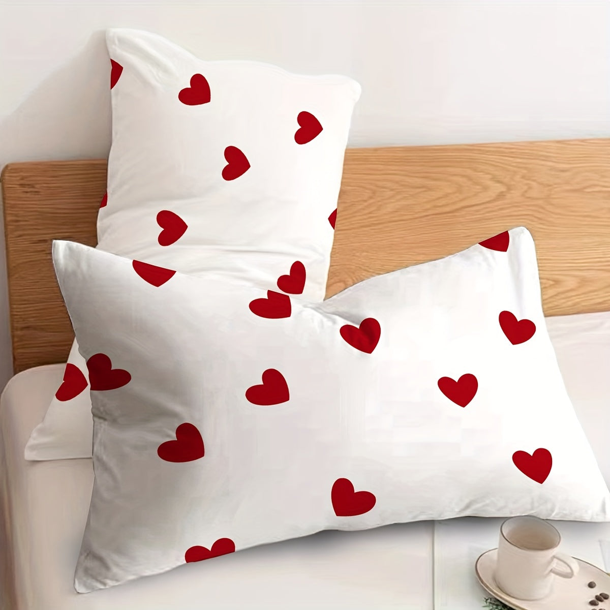 2pcs Black Love Pattern Pillowcase, Soft Breathable Decorative Pillowcase, Premium Quality Pillow Protector For Bedroom Sofa Home Decor, Without Pillow Core