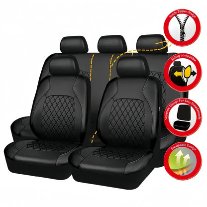 Universal Fit Leather Car Seat Covers Set, Full Coverage Seat Protectors, Easy Install, Durable & Comfortable - Perfect for Interior Protection, Applicable to Most Models