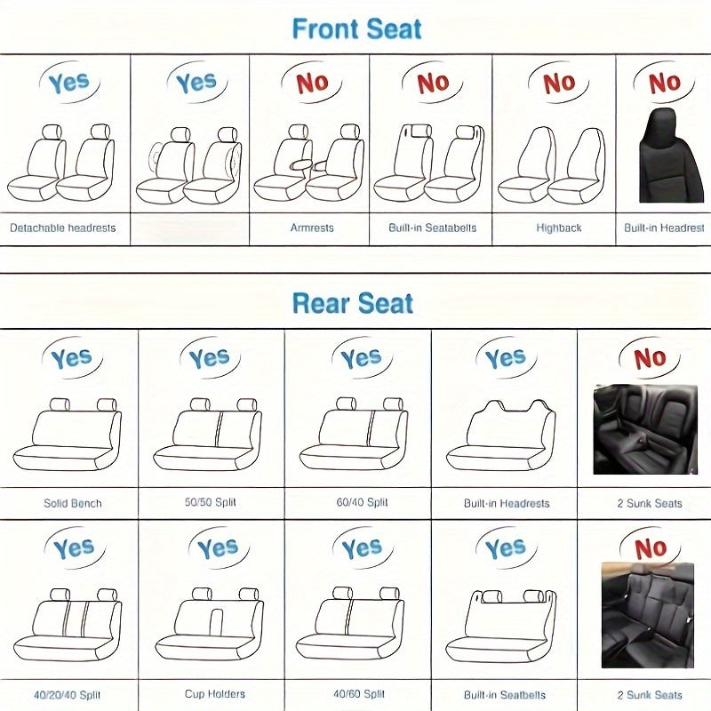 Ultimate Comfort Car Seat Covers - Premium Waterproof, Breathable Faux Leather with Extra Front Pocket, Non-Slip Silicone Backing for Easy Installation, Fit for Sedans, SUVs & Pickups