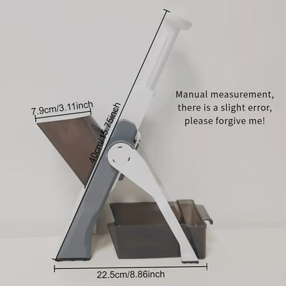Manual Vegetable Cutter - Kitchen Gadgets with Stainless Steel Rectangular Blade, ABS Material - School Essentials 5 in 1 Vegetable Cutter Food Potato Cutter, Strip Dicing Adjustable Thickness 0.1- 8Mm Kitchen Cutter for Fast Meal Preparation (Gray)