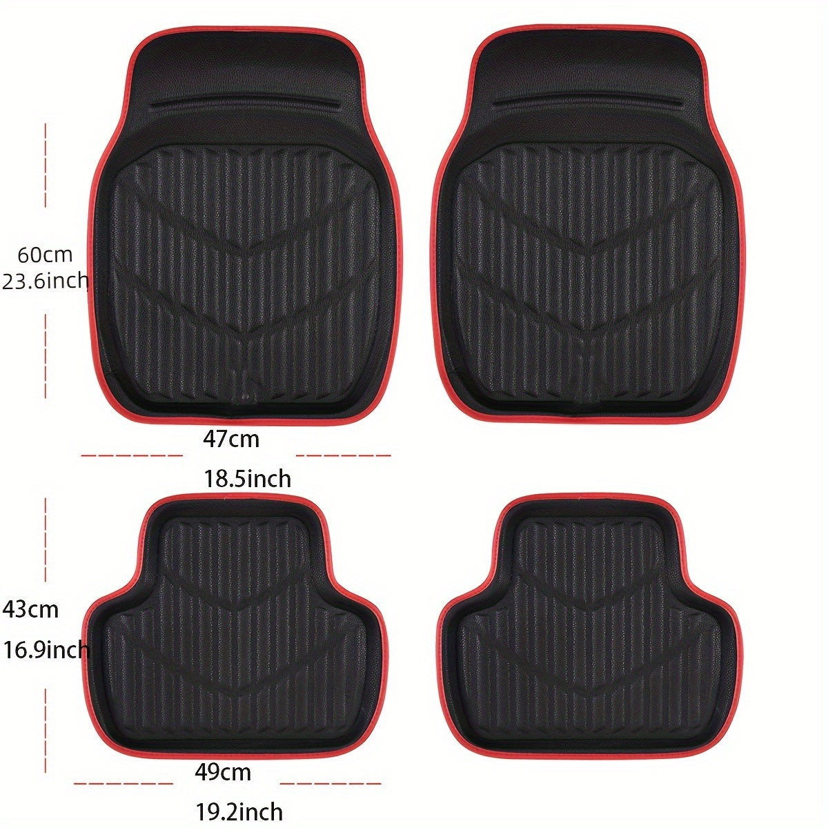 Universal Fit PU Leather Car Floor Mats - Waterproof, Stain-Resistant Full Set Vehicle Foot Pads for All-Weather Protection