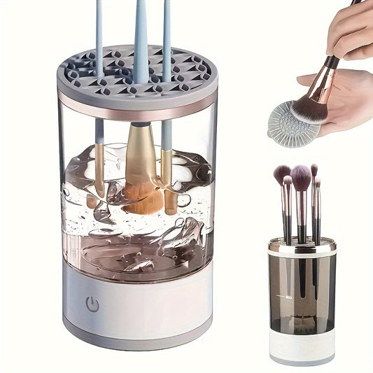 USB Plug Portable Electric Makeup Brush Cleaner, With Rubber Makeup Machine Electric USB Quick Cleaner Cleaning Brush Collar Brush