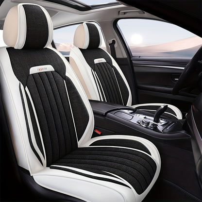 Five Seats Linen Car Cushion Four Seasons Universal Breathable Car Seat Cover All-inclusive Fabric Seat Cover Wear-resistant And Comfortable