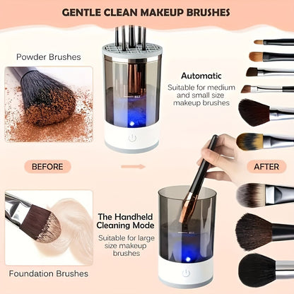 USB Plug Portable Electric Makeup Brush Cleaner, With Rubber Makeup Machine Electric USB Quick Cleaner Cleaning Brush Collar Brush