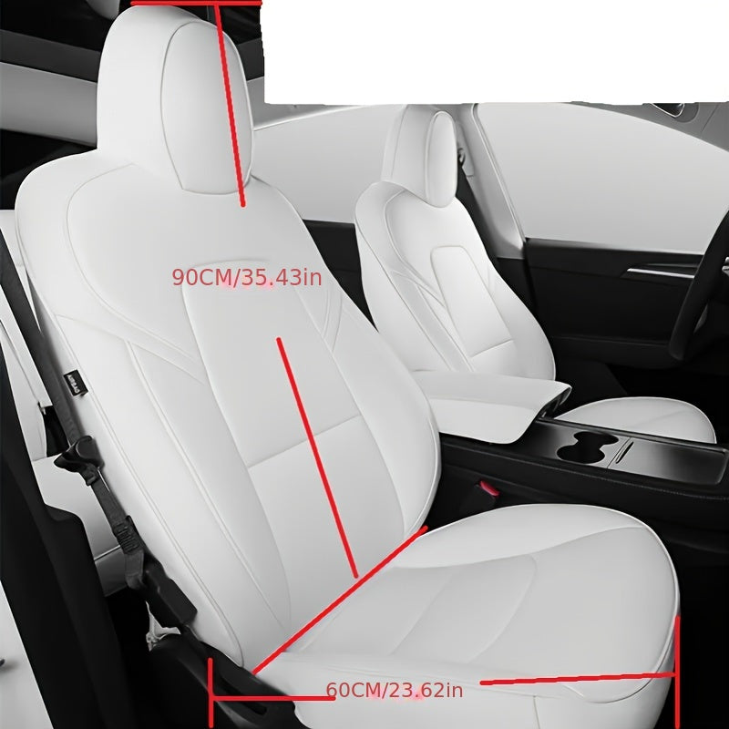 Seat Cover for Tesla Model 3 PU Leather Seat Protection Cover Replacement Part for 2020 2021 2022 2023 (White PU, Half Piece 12pcs)